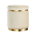 Artiss Round Velvet Ottoman Footstool Cream