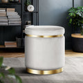 Artiss Round Velvet Ottoman Foot Stool Grey