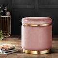 Artiss Ottoman Footstool Round Velvet Pink