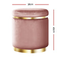 Artiss Ottoman Footstool Round Velvet Pink