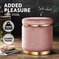 Artiss Ottoman Footstool Round Velvet Pink