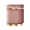 Artiss Ottoman Footstool Round Velvet Pink