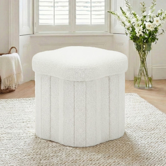 Artiss Storage Ottoman Foldable White Foot Stool