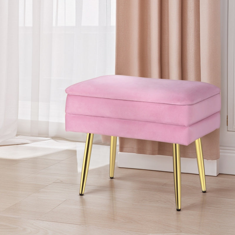 Artiss Ottoman Storage Footstool Velvet Pink