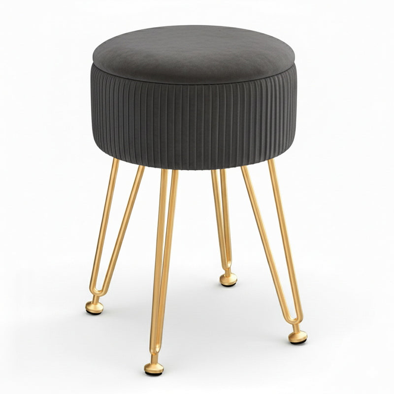 Artiss Grey Velvet Round Ottoman Storage Foot Stool