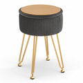 Artiss Grey Velvet Round Ottoman Storage Foot Stool