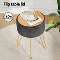 Artiss Grey Velvet Round Ottoman Storage Foot Stool