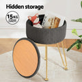 Artiss Grey Velvet Round Ottoman Storage Foot Stool