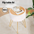 Artiss Velvet Round Ottoman Storage Stool White