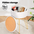 Artiss Velvet Round Ottoman Storage Stool White