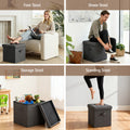 Artiss Foldable Storage Ottoman Footstool Grey 43x43cm