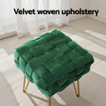 Artiss Velvet Ottoman Footstool Green Woven