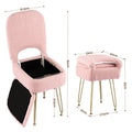 Artiss Storage Ottoman Vanity Stool Folding Pink