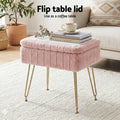 Artiss Storage Ottoman Vanity Foot Stool Pink 80cm