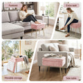 Artiss Storage Ottoman Vanity Foot Stool Pink 80cm