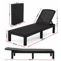 Gardeon Sun Lounge Outdoor Folding Recliner Patio Pool Beach Chair Rattan Black