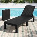 Gardeon Sun Lounge Outdoor Folding Recliner Patio Pool Beach Chair Rattan Black