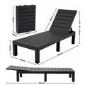 Gardeon Sun Lounge Outdoor Folding Recliner Patio Pool Beach Chair Slatted Black