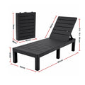 Gardeon 2X Foldable Sun Lounges Outdoor Recliner Patio Beach Chair Slatted Black