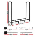 Gardeon Firewood Rack 120cm Wood Storage Black w/ Tools