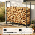 Gardeon Firewood Rack 120cm Wood Storage Black w/ Tools