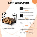 Gardeon Firewood Rack 48cm Black Wood Storage Indoor Outdoor