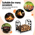 Gardeon Firewood Rack 48cm Black Wood Storage Indoor Outdoor