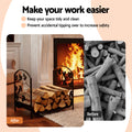 Gardeon Firewood Rack 48cm Black Wood Storage Indoor Outdoor