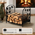 Gardeon Firewood Rack 48cm Black Wood Storage Indoor Outdoor