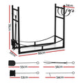 Gardeon Firewood Rack 84cm Black Wood Storage Indoor Outdoor