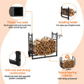 Gardeon Firewood Rack 84cm Black Wood Storage Indoor Outdoor