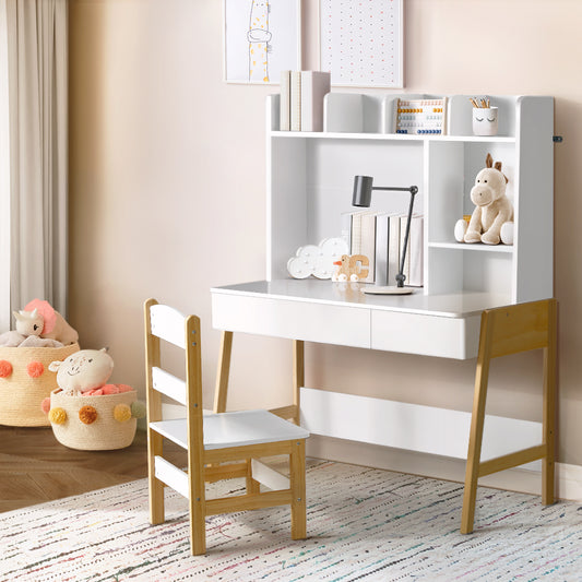 Keezi 2PC Kids Table Chairs Set Study Desk Storage Drawer Toys