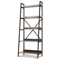 Artiss 5 Tier Bookshelf Black Oak Storage Display Shelf