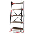 Artiss 5 Tier Bookshelf Black Oak Storage Display Shelf