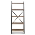 Artiss 5 Tier Bookshelf Black Oak Storage Display Shelf