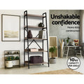 Artiss 5 Tier Bookshelf Black Oak Storage Display Shelf