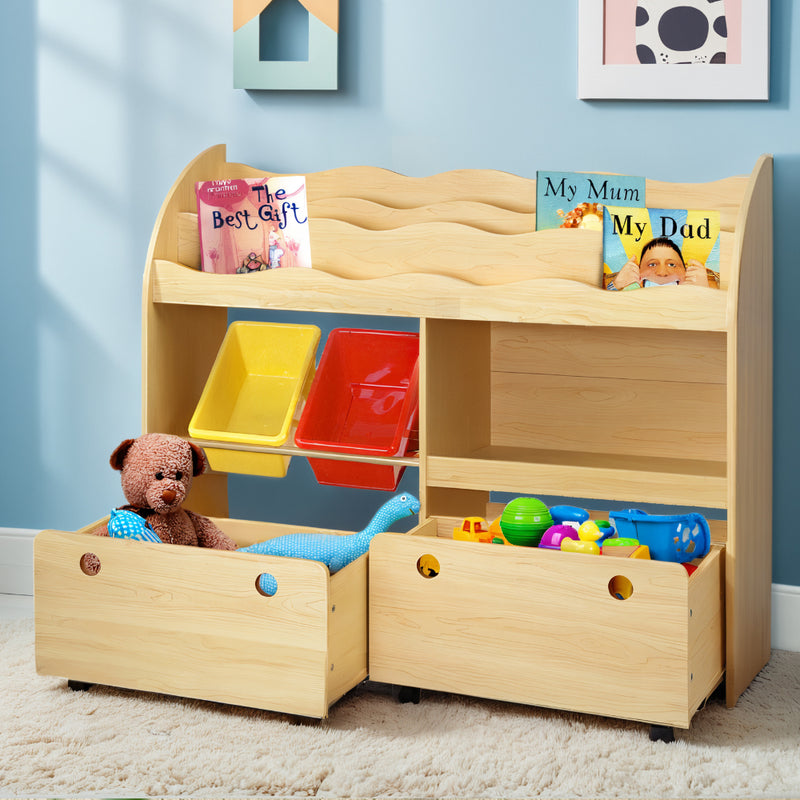 Keezi 3 Tier Kids Bookshelf Storage Bookcase Toy Organiser Display