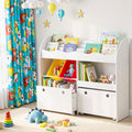 Keezi 3 Tier Kids Bookshelf White Toy Storage Organiser Display