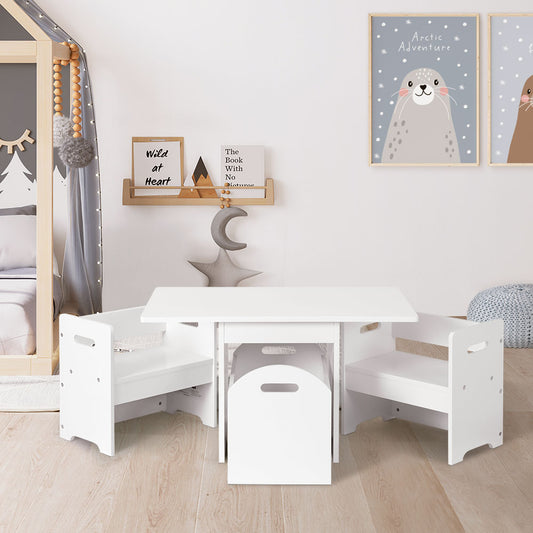 Keezi Kids Table Chairs Set 3PC Storage Toy Play Desk Activity