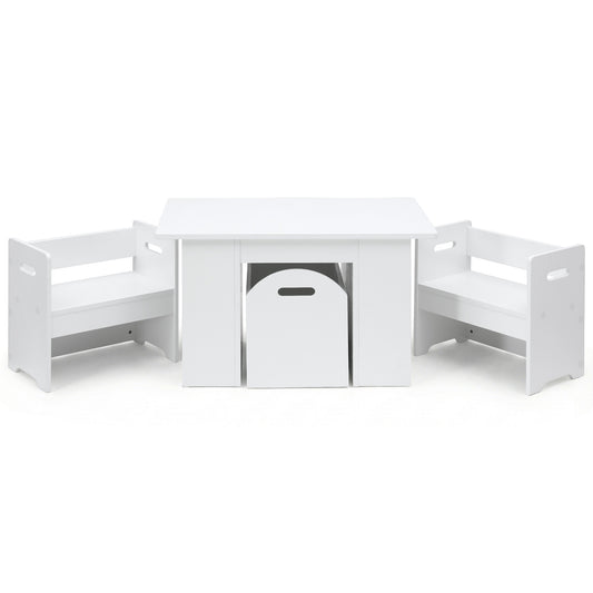 Keezi 3PCS Kids Table Chairs Set Storage Toys Activity Desk
