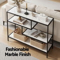 Artiss Console Table 4-Tier Marble Effect White Shelves Storage