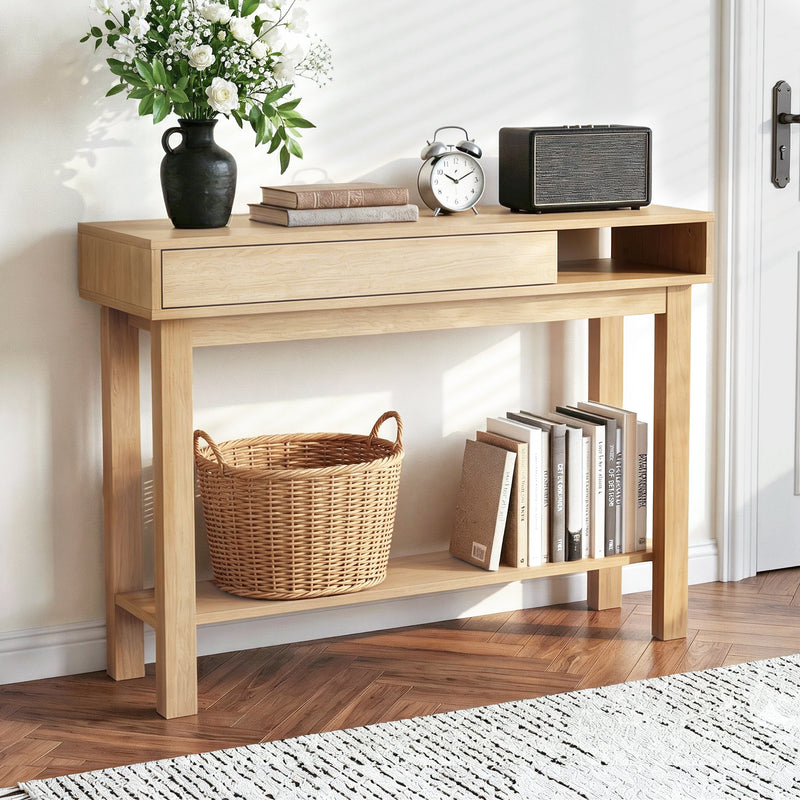 Artiss 100cm Console Table Drawer Shelf Wood Hallway Entryway
