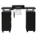 Artiss Manicure Table Nail Desk with Built-in Dust Collector Beauty Salon Station Drawers Shelves Wrist Cushion Wheels Black