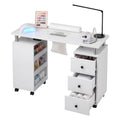 Artiss Manicure Table Nail Desk with Built-in Dust Collector Beauty Salon Station Drawers Shelves Wrist Cushion Wheels White