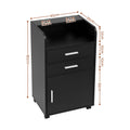 Artiss Professional Salon Station Rolling Cart, Hair Styling Beauty Cabinet with 2 Drawers & 2 Appliance Holders, Wood Barber Spa Trolley with 360° Wheels for Skincare & Vanity, Black