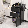 Artiss Professional Salon Station Rolling Cart, Hair Styling Beauty Cabinet with 2 Drawers, Large Supply Cabinet & 3 Appliance Holders, Wood Barber Spa Trolley with 360° Wheels for Skincare & Vanity, Black