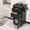 Artiss Professional Salon Station Rolling Cart, Hair Styling Beauty Cabinet with 2 Drawers, Large Supply Cabinet & 3 Appliance Holders, Wood Barber Spa Trolley with 360° Wheels for Skincare & Vanity, Black