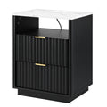 Artiss Bedside Table with Charging Station and 2 Drawers Black