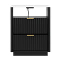 Artiss Bedside Table with Charging Station and 2 Drawers Black