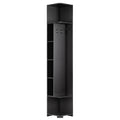 Artiss Corner Bookshelf 6-Tier Shelving with Coat Rack Black